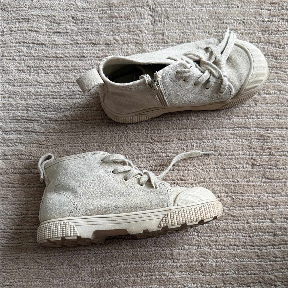 Zara Kids Cream High-Top Canvas Sneakers